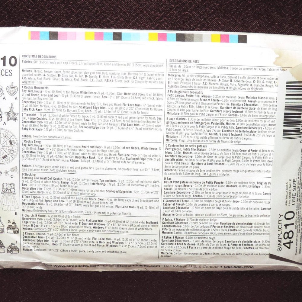 Simplicity sewing pattern, #4810 Holiday Pattern Collection - Picture 3 of 3